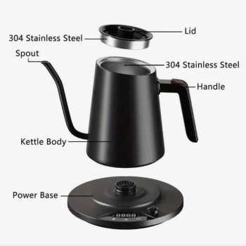 Gambar produk GOKIO Teko Listrik Kopi Pemanas Air Leher Angsa Pour Over 1200W 900ml - GK90PRO