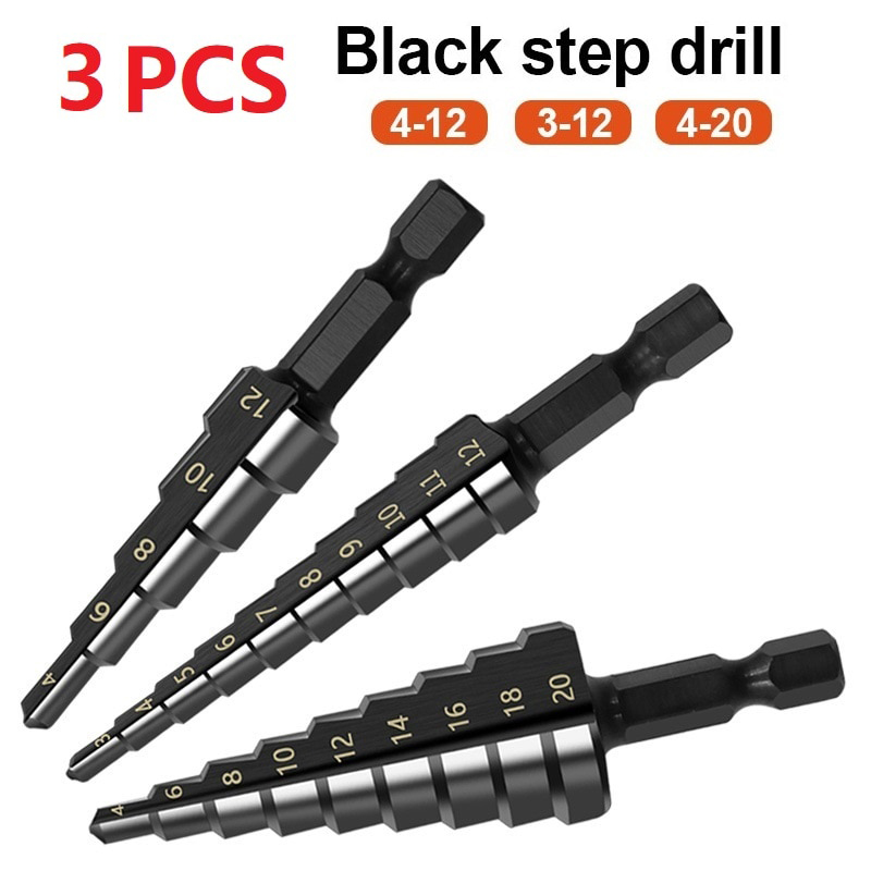 Gambar produk NITVIA Mata Bor Pagoda Spiral Drill Bit HSS Titanium Coated 3 PCS - NT-3