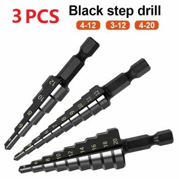NITVIA Mata Bor Pagoda Spiral Drill Bit HSS Titanium Coated 3 PCS - NT-3