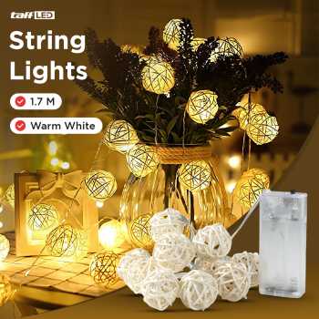 Lampu Hias String Lights Model Bola Rotan Waterproof 10 LED - B073