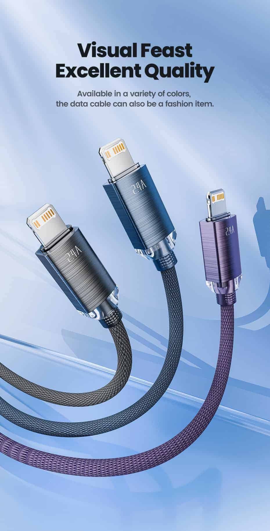 Gambar produk Toocki Kabel Data USB Lightning Multifungsi Fast Charging 2.4A 20W 1M - TXCL-SJ01