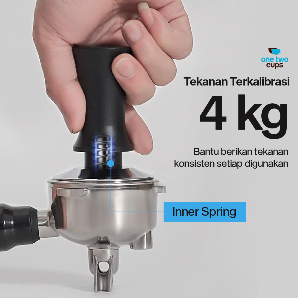 Gambar produk One Two Cups Tamper Kopi Espresso Base Spring Loaded Stainless Steel 58mm - FEN59