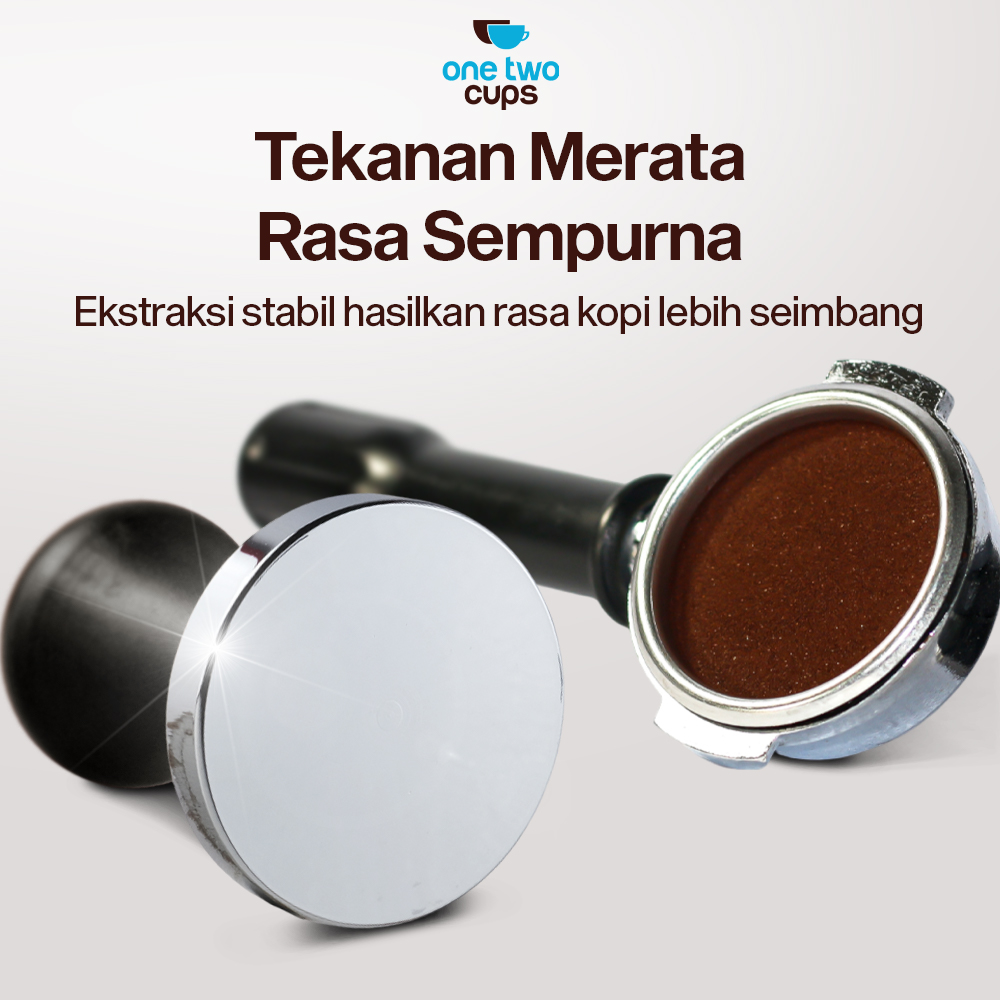 Gambar produk One Two Cups Tamper Kopi Espresso Flat Base Stainless Steel 58mm - R58