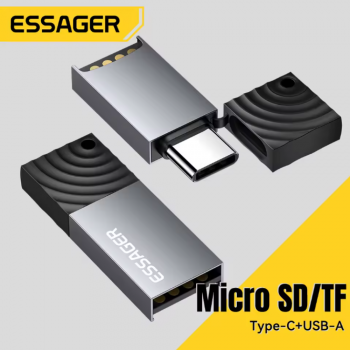 Gambar produk ESSAGER Card Reader 2in1 USB Type C OTG USB 2.0 MicroSD - ES-DK02