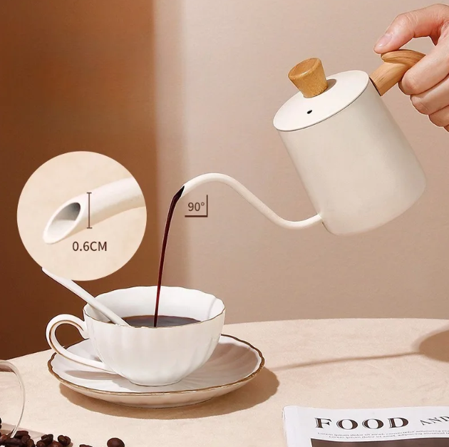Gambar produk BORREY Teko Kopi Coffee Maker Kettle Hand Brewing Pot Wooden 600ml - TR4