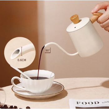 Gambar produk BORREY Teko Kopi Coffee Maker Kettle Hand Brewing Pot Wooden 600ml - TR4