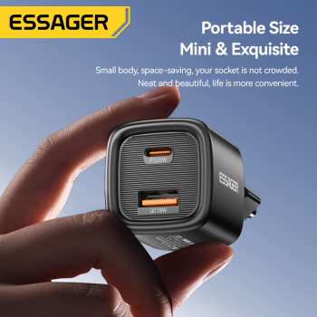 Gambar produk ESSAGER Kepala Charger Dual Port Fast Charging PD USB Type C 20W - ES-CD54