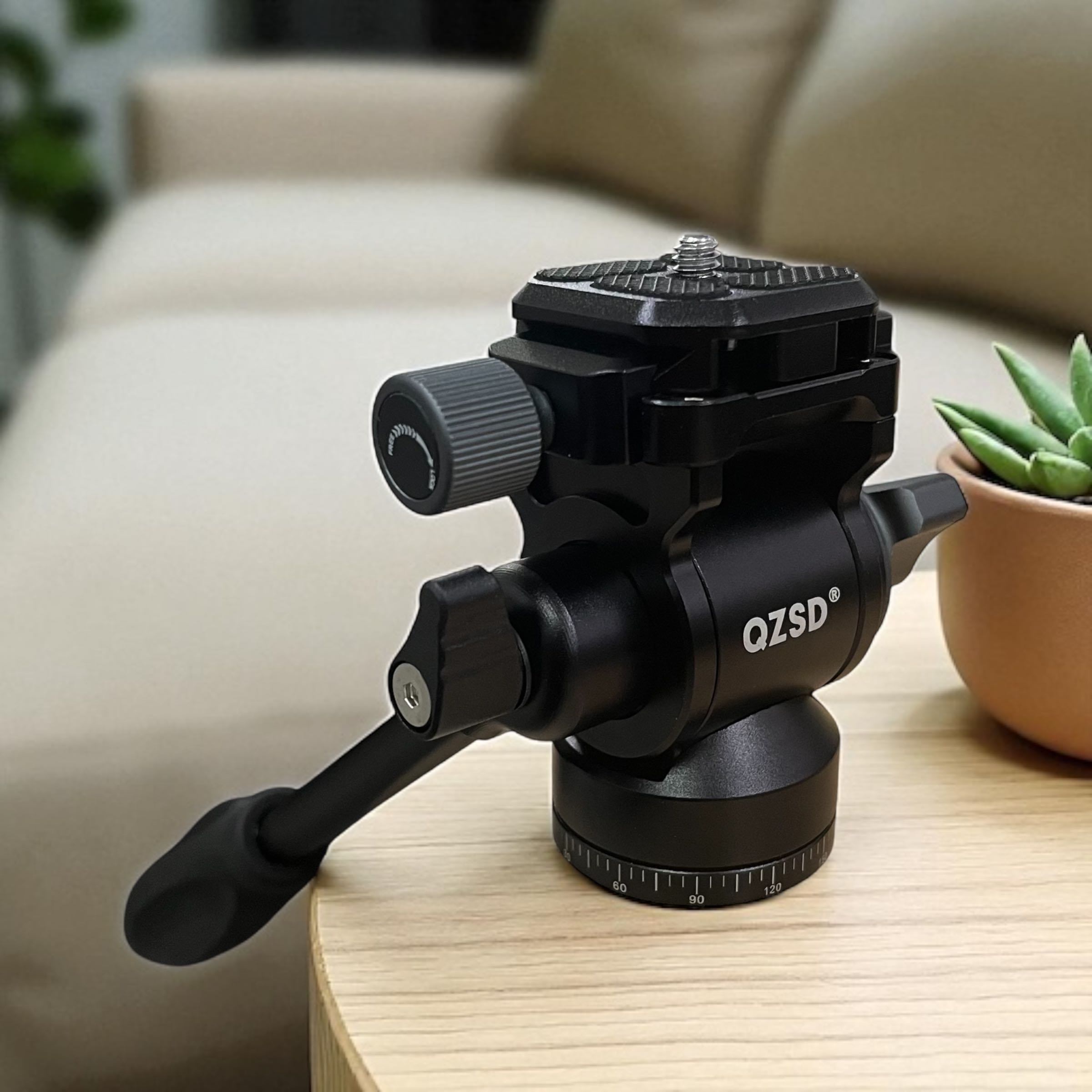 Gambar produk QZSD Tripod Head Gimbal Hidrolik Damping Pan-Tilt DSLR Aluminium Alloy - Q330