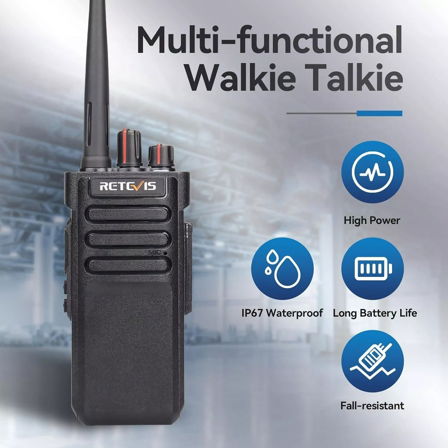 Gambar produk RETEVIS Walkie Talkie Two Way Radio UHF IP67 Rechargeable 3200mAh - RT29