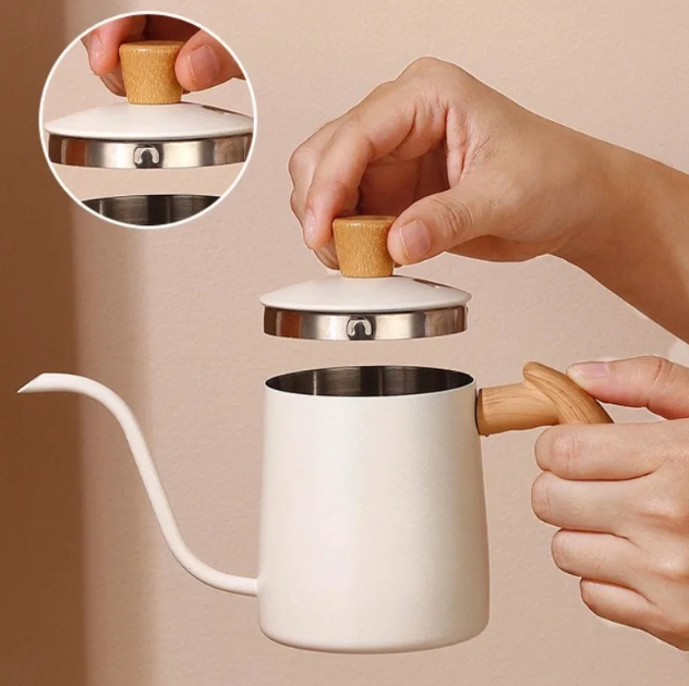 Gambar produk BORREY Teko Kopi Coffee Maker Kettle Hand Brewing Pot Wooden 600ml - TR4