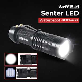 TaffLED Senter LED 2000 Lumens Zoom Waterproof - Pocketman P1