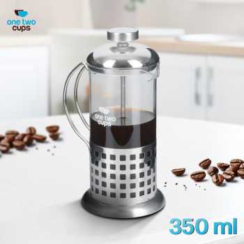 One Two Cups French Press Coffee Maker Pot Plunger Borosilicate 350ml - KG72I