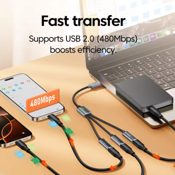 Gambar produk DIXSIG Kabel OTG Splitter 3in1 USB Type A Male to Female with Adapter - DG-102