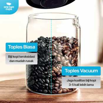 Gambar produk One Two Cups Toples Kaca Penyimpanan Biji Kopi Vacuum Sealed Lid 900ml - SE41