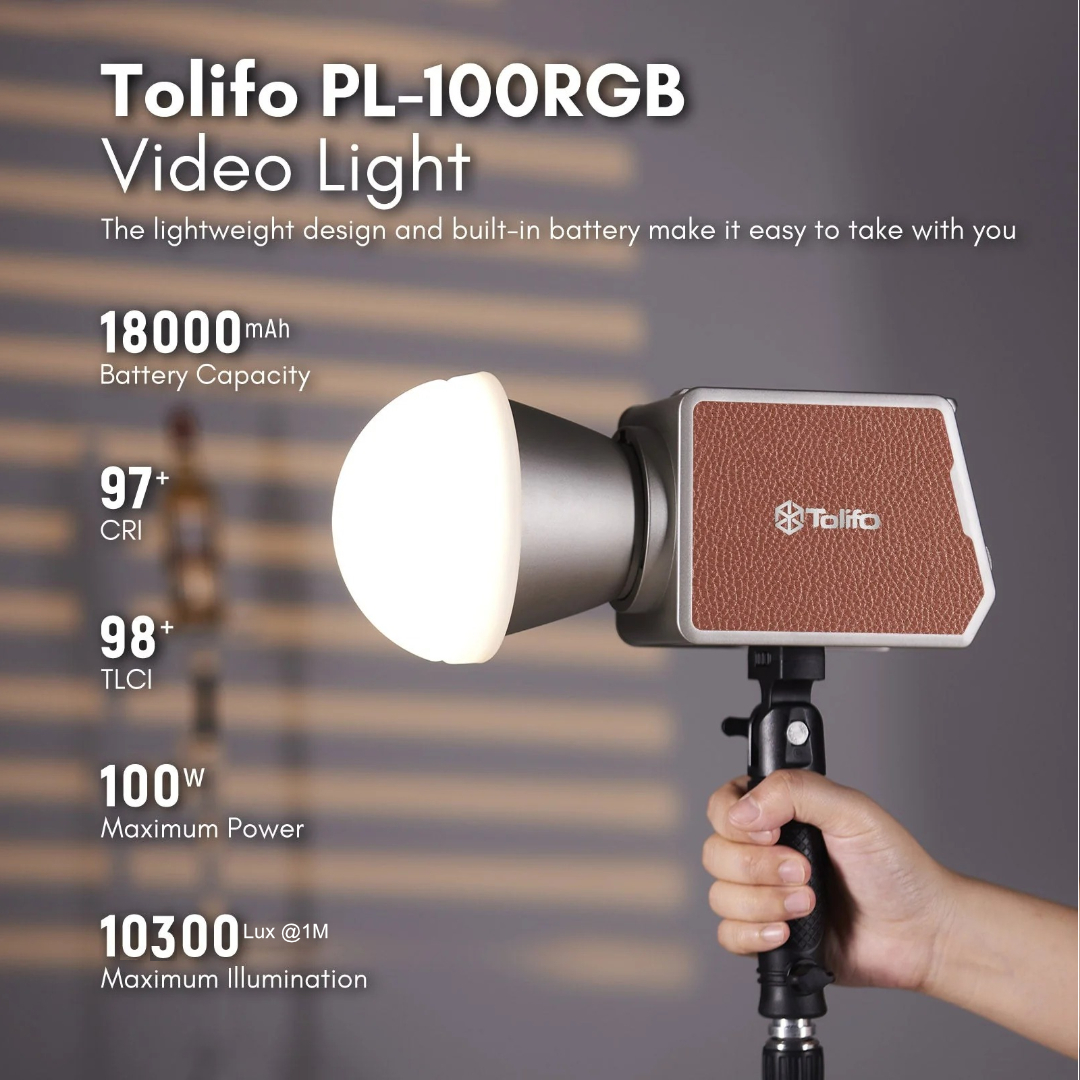 Gambar produk Tolifo Lampu Palm LED RGBWW Bowens Video Light 2700-6500K 100W - PL-100RGB
