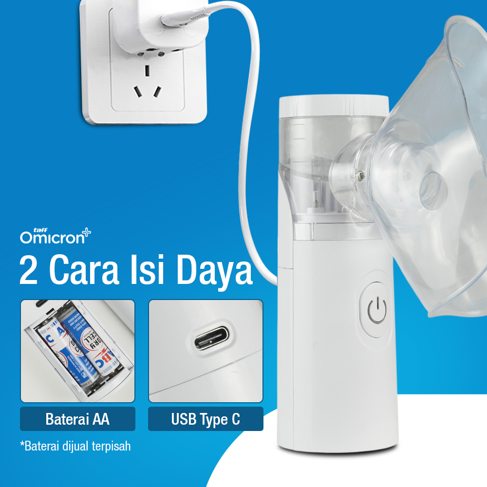 Gambar produk TaffOmicron Alat Terapi Pernapasan Mesh Nebulizer Portable Inhaler Versi Baterai - JSL-W303