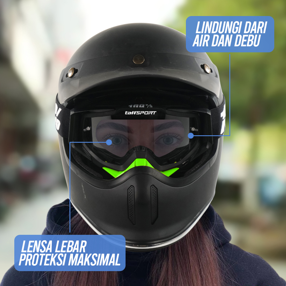 Gambar produk TaffSPORT Kacamata Helm Motor Goggles UV400 Protection Windproof Clear - UV400