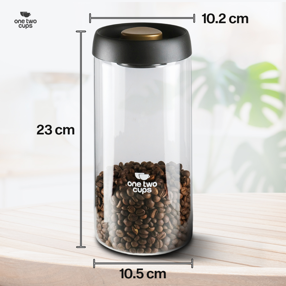 Gambar produk One Two Cups Toples Kaca Penyimpanan Biji Kopi Vacuum Sealed Lid 1.8L - SE41