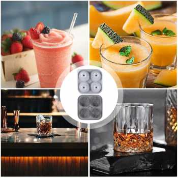 Gambar produk FOSOE Cetakan Es Batu Silikon Bola Golf 4 Grid Ice Cube Mold - FS4