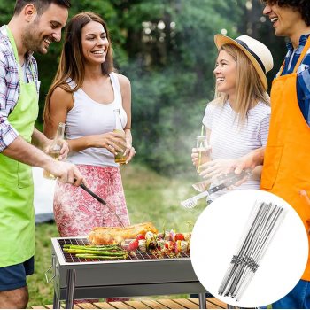 Gambar produk NICON Tusuk Sate Stainless Steel BBQ Skewers Reusable 33cm 100PCS - LN8