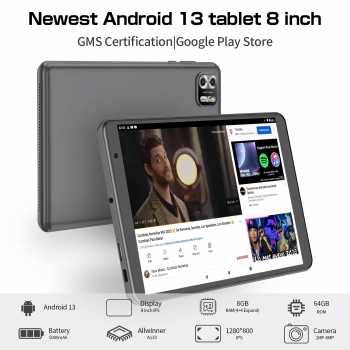 Gambar produk PRITOM Tablet Android 13 WiFi 8 Inch IPS 8GB RAM 64GB ROM 5000mAh - B8