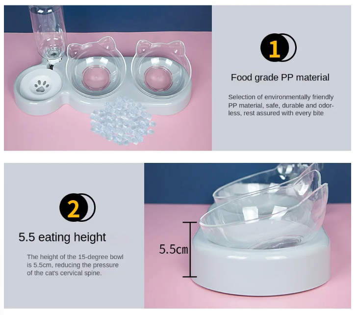 Gambar produk LINQOR Tempat Makan Minum Hewan Pet Feeders Elevated Feeding Drinking - L4