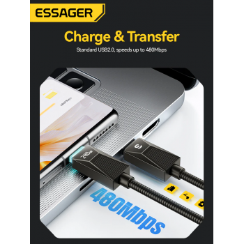 Gambar produk ESSAGER Kabel Data USB Type C Multifungsi Fast Charging 240W 1M - EXCTT3-SB0A-Z
