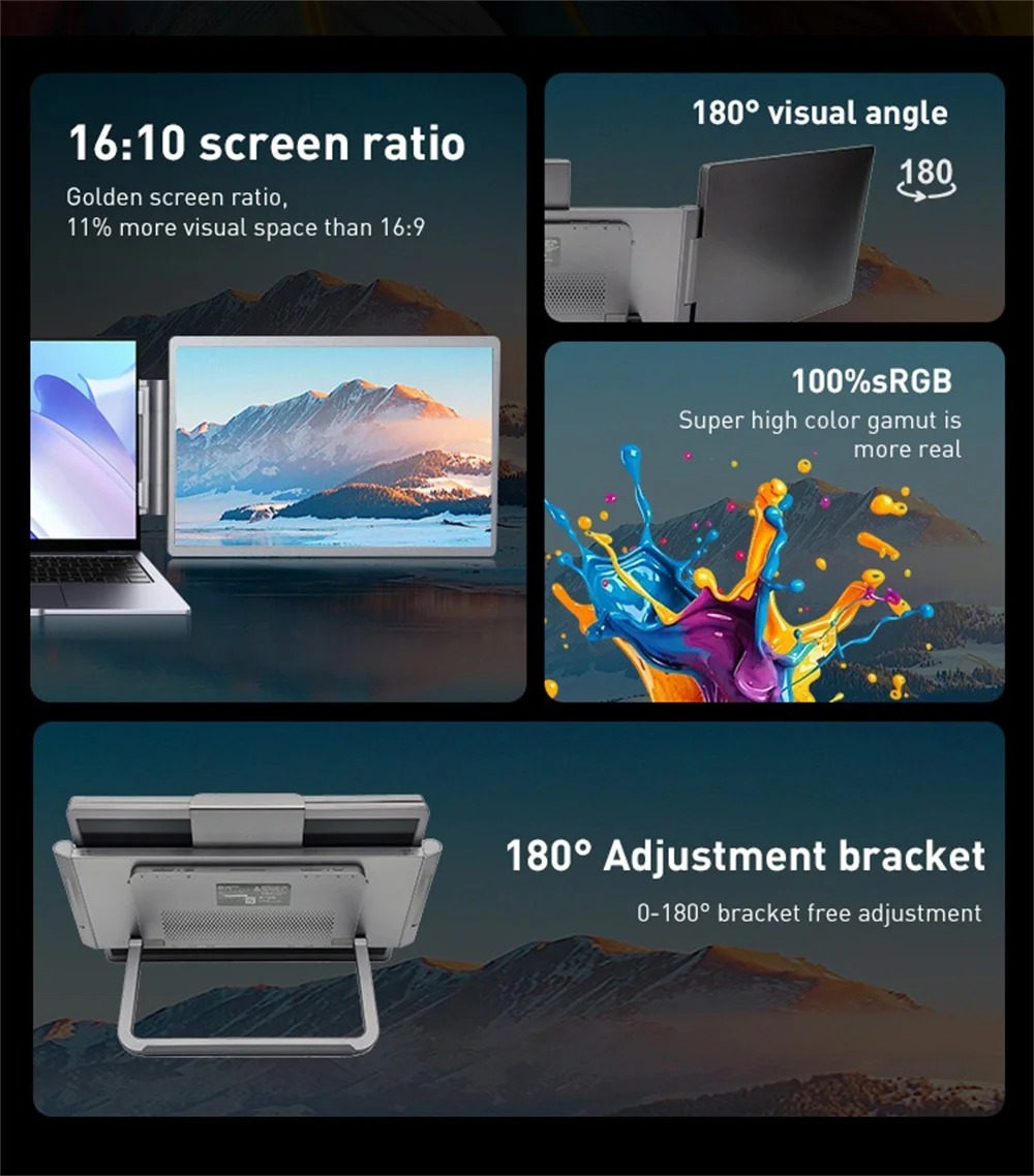 Gambar produk Rospider Portable Monitor Dual Screen Extender 14 Inch IPS FHD - HYX-B90D