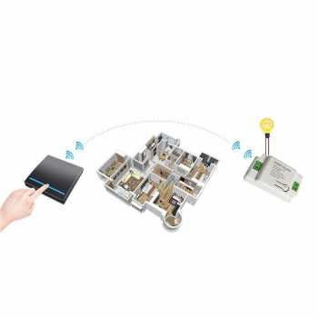 Gambar produk TaffHOME Saklar Lampu Wireless Dinding Tembok Lamp Switch RF 433MHz 3 Gang 3 Receiver - WHK01