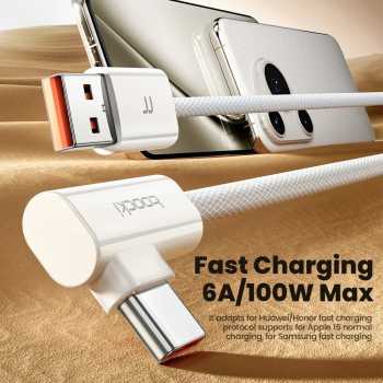 Gambar produk Toocki Kabel Data USB Type C Fast Charging L-Shape Braided 100W 6A 1M