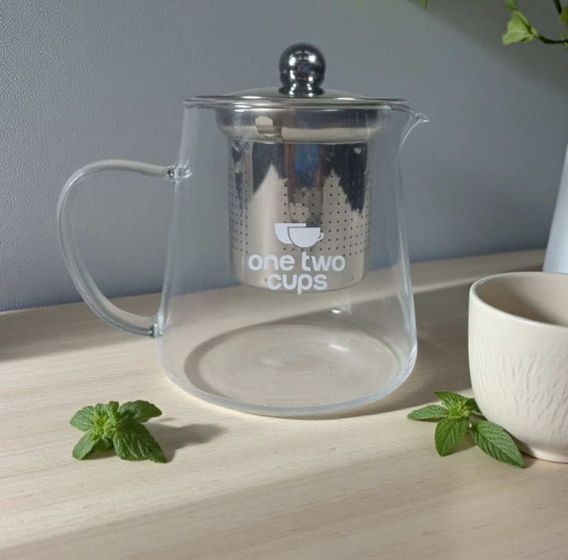 One Two Cups Teko Teh Kaca Saringan Tahan Panas Api Infuser Teapot 450ml - TP-760 Gambar produk One Two Cups Teko Teh Kaca Saringan Tahan Panas Api Infuser Teapot 450ml - TP-760