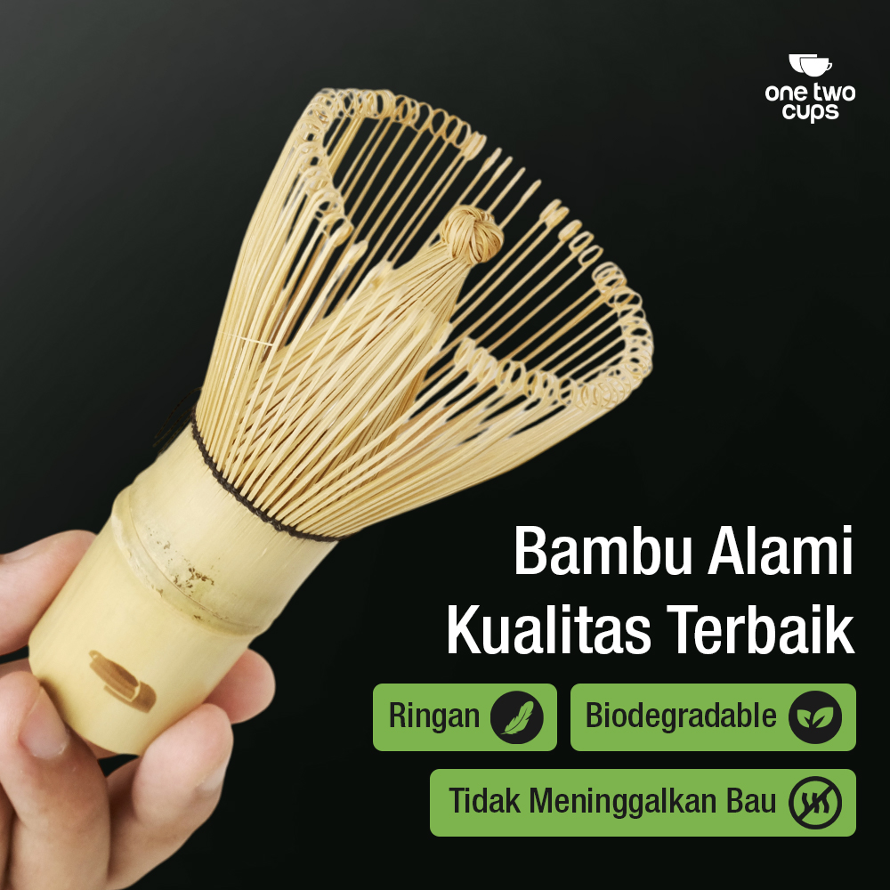 Gambar produk One Two Cups Chasen Bamboo Matcha Whisk Pengaduk Teh Jepang 72 Tangkai - 7276