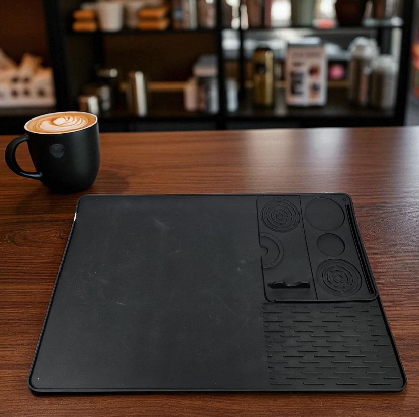 DRT Wadah Alas Kopi Tamper Coffee Maker Mat Silicone Tray 2in1 - D-21 Gambar produk DRT Wadah Alas Kopi Tamper Coffee Maker Mat Silicone Tray 2in1 - D-21