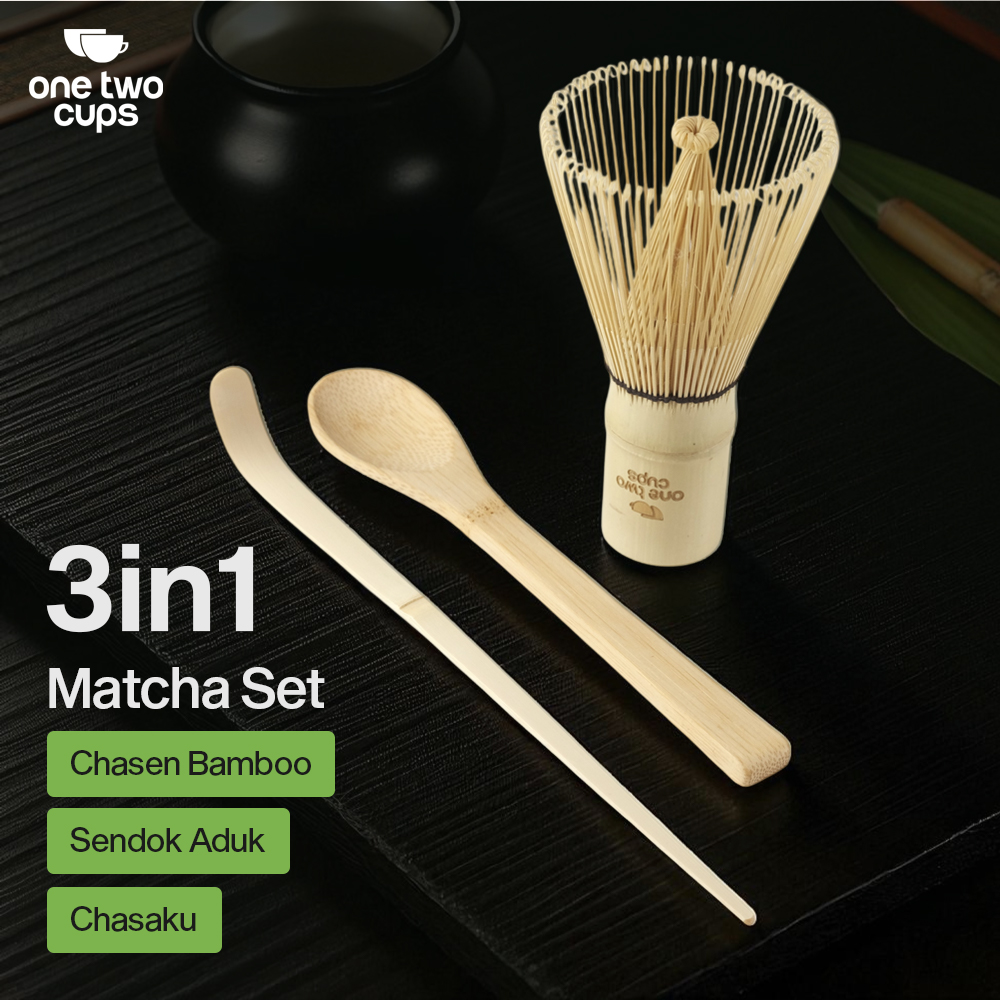 Gambar produk One Two Cups Matcha Set Kit Chasen Chashaku Bamboo 3 PCS - WT03