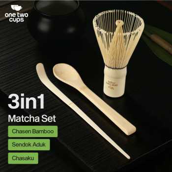 One Two Cups Matcha Set Kit Chasen Chashaku Bamboo 3 PCS - WT03
