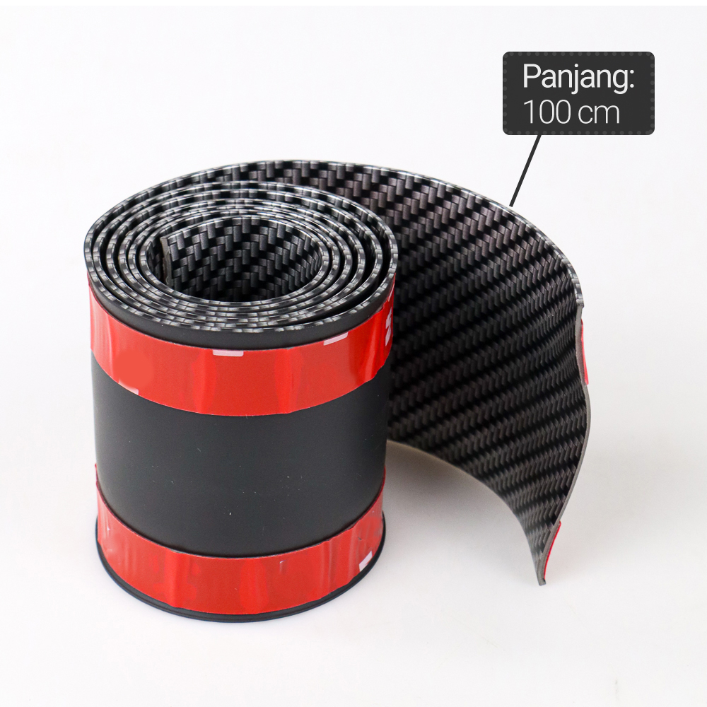 Gambar produk KARLOR Stiker Vinyl Mobil Carbon Fiber Rubber Strip Bumper Guard 100cm 7cm - YSB190