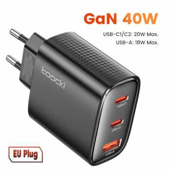 Gambar produk Toocki Kepala Charger Fast Charging GaN Multi Port USB Type C 40W - TCT40-22EU