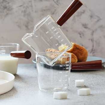 Gambar produk MIKIO Gelas Takar Kopi Espresso Shot Measuring Cup Wooden Handle 180ml - MK-18