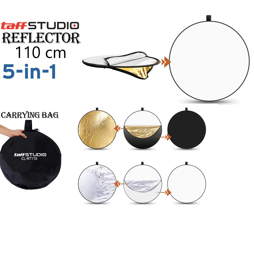 TaffSTUDIO Reflektor Cahaya Fotografi Studio 5in1 Diffuser 110cm - CL-RT110 Gambar produk TaffSTUDIO Reflektor Cahaya Fotografi Studio 5in1 Diffuser 110cm - CL-RT110
