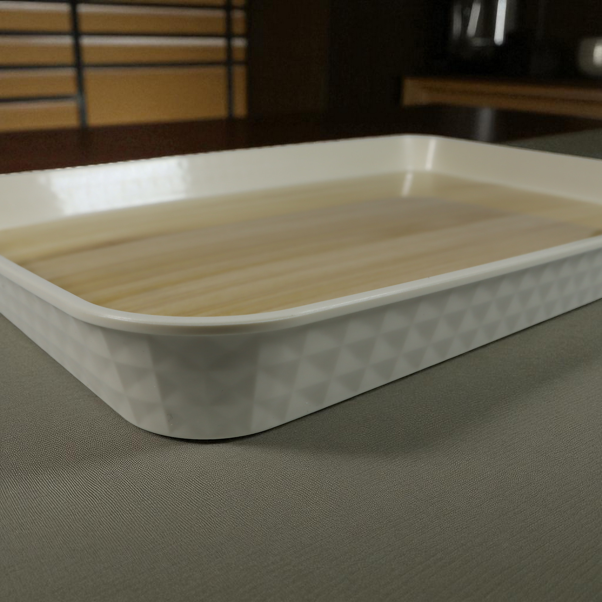 Gambar produk BANDEJA Tea Tray Japanese Wood Style Nampan Plastik Tatakan Gelas Teh L 36.8x25.8x2.8cm - BD027