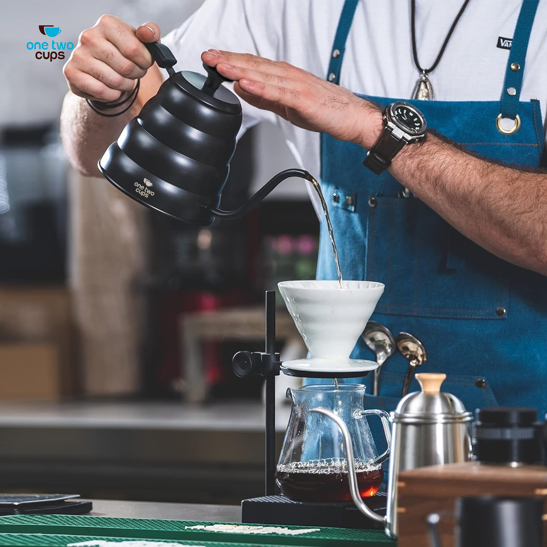 Gambar produk One Two Cups Teko Kopi Leher Angsa Pour Over Drip Kettle Thermometer 1.2L - KE4012