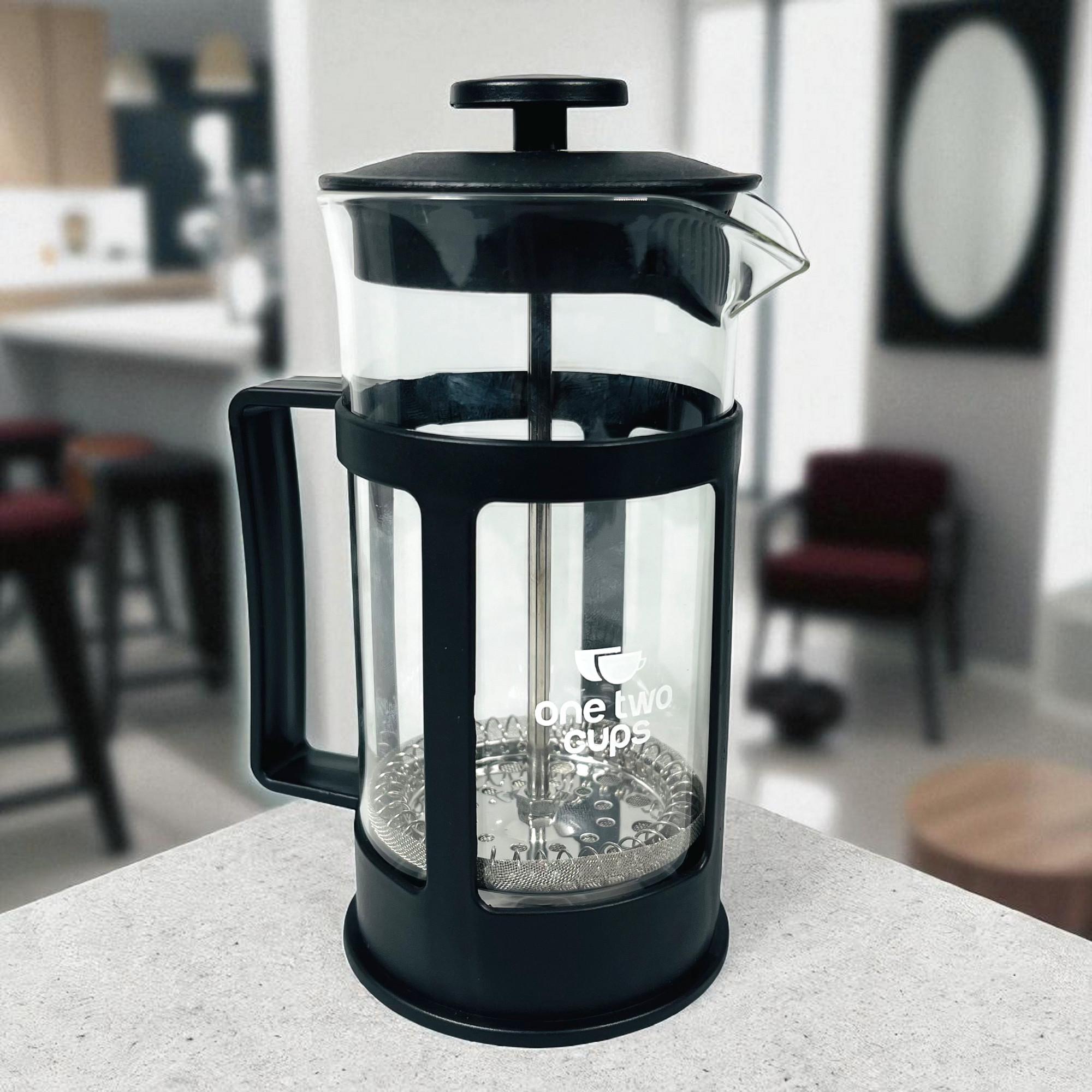Gambar produk One Two Cups French Press Coffee Maker Pot Plunger Glass 350ml - KG73I
