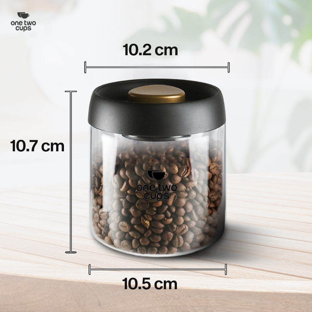 Gambar produk One Two Cups Toples Kaca Penyimpanan Biji Kopi Vacuum Sealed Lid 500ml - SE41