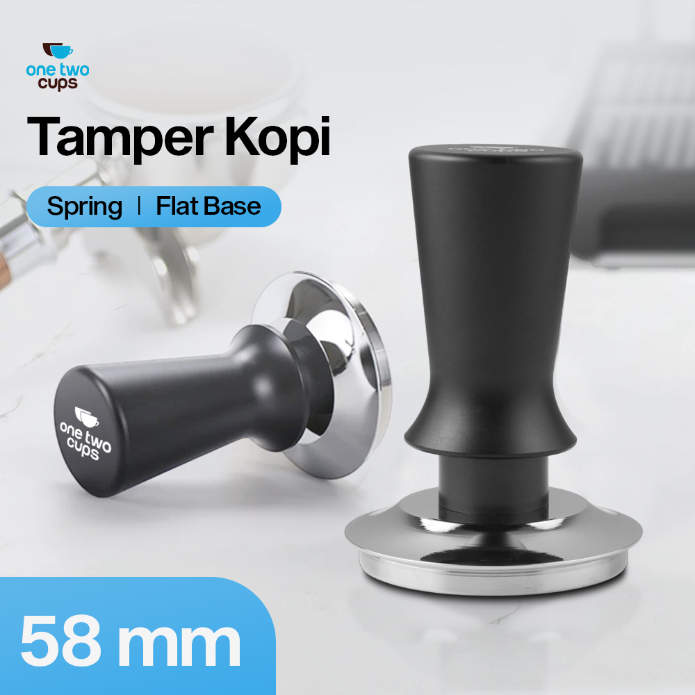 Gambar produk One Two Cups Tamper Kopi Espresso Base Spring Loaded Stainless Steel 58mm - FEN59