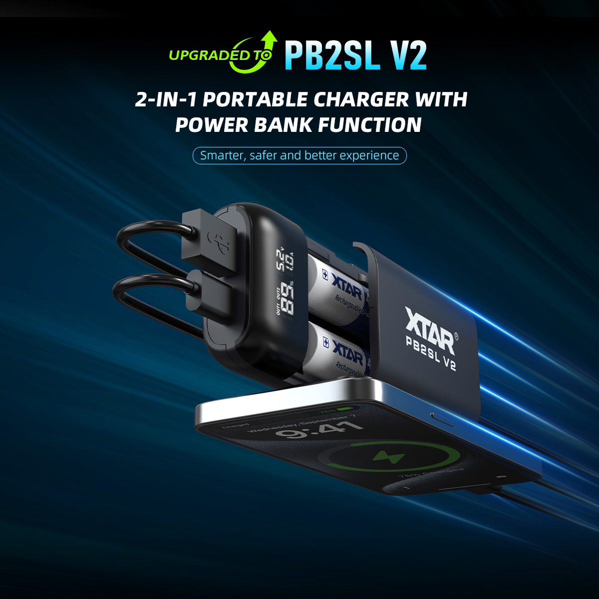 Gambar produk XTAR Charger Baterai 2 Slot 18650 21700 Li-Ion Power Bank LCD Display - PB2SL V2