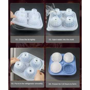 Gambar produk FOSOE Cetakan Es Batu Silikon Bola Golf 4 Grid Ice Cube Mold - FS4