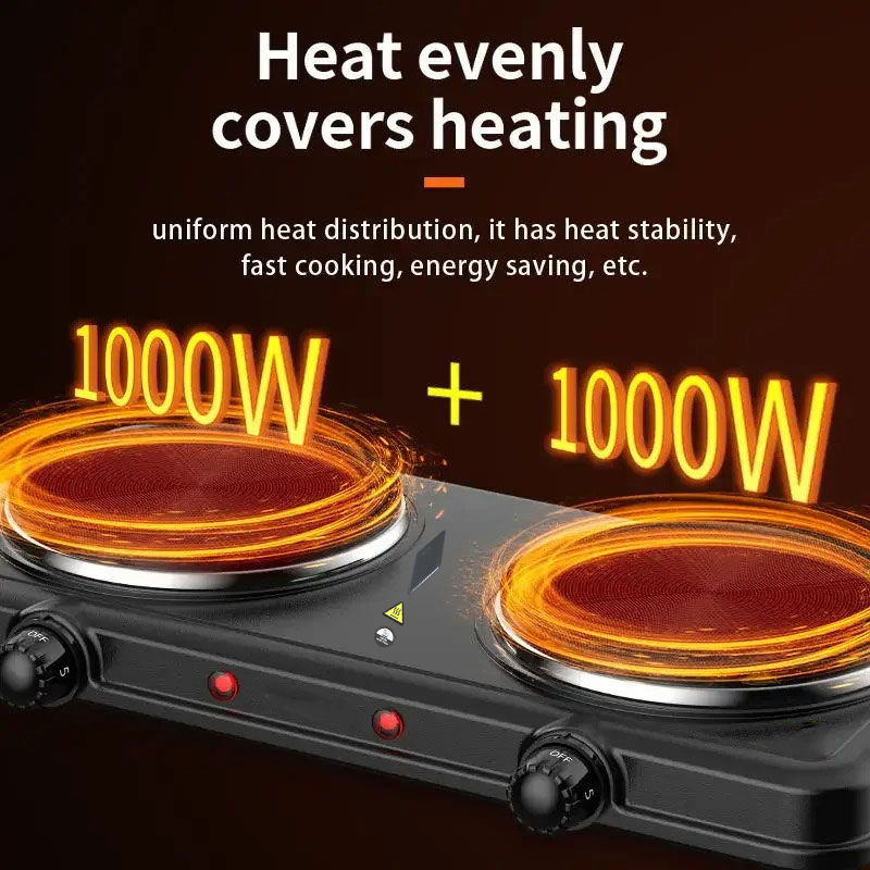 Gambar produk Taffware Kompor Listrik 2 Tungku Portable Hot Plate 2000W - WY-04B
