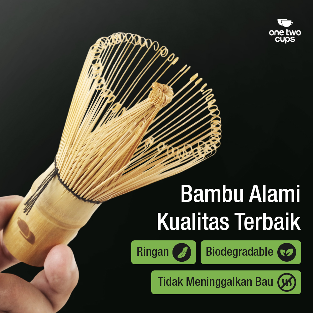 Gambar produk One Two Cups Chasen Bamboo Matcha Whisk Pengaduk Teh Jepang 76 Tangkai - 7276