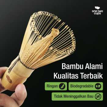 Gambar produk One Two Cups Chasen Bamboo Matcha Whisk Pengaduk Teh Jepang 76 Tangkai - 7276