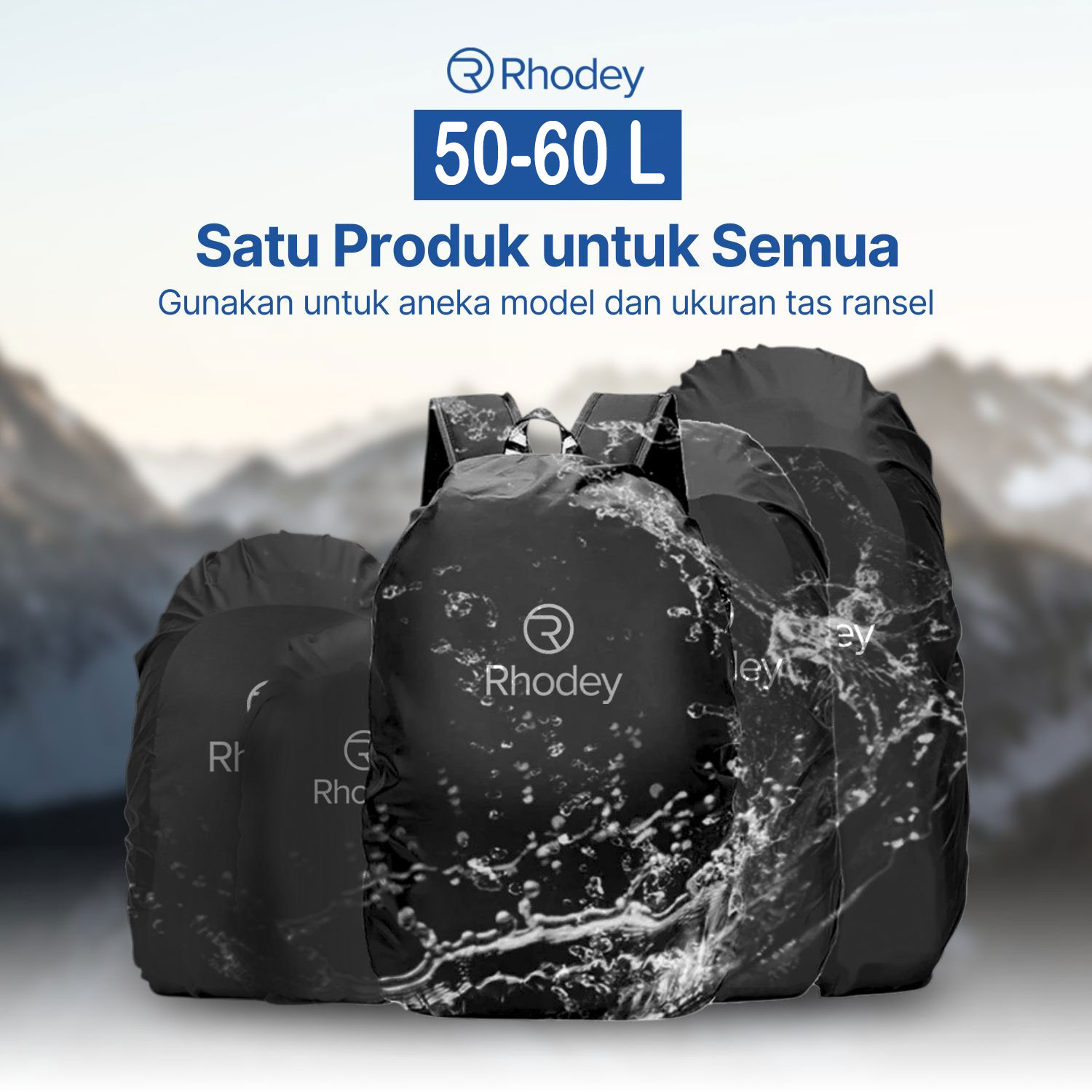 Gambar produk Rhodey Rain Cover Pelindung Anti Air Hujan Tas Ransel 50-60L